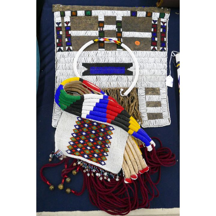 3pc Old Zulu African Beaded Skirt etc.