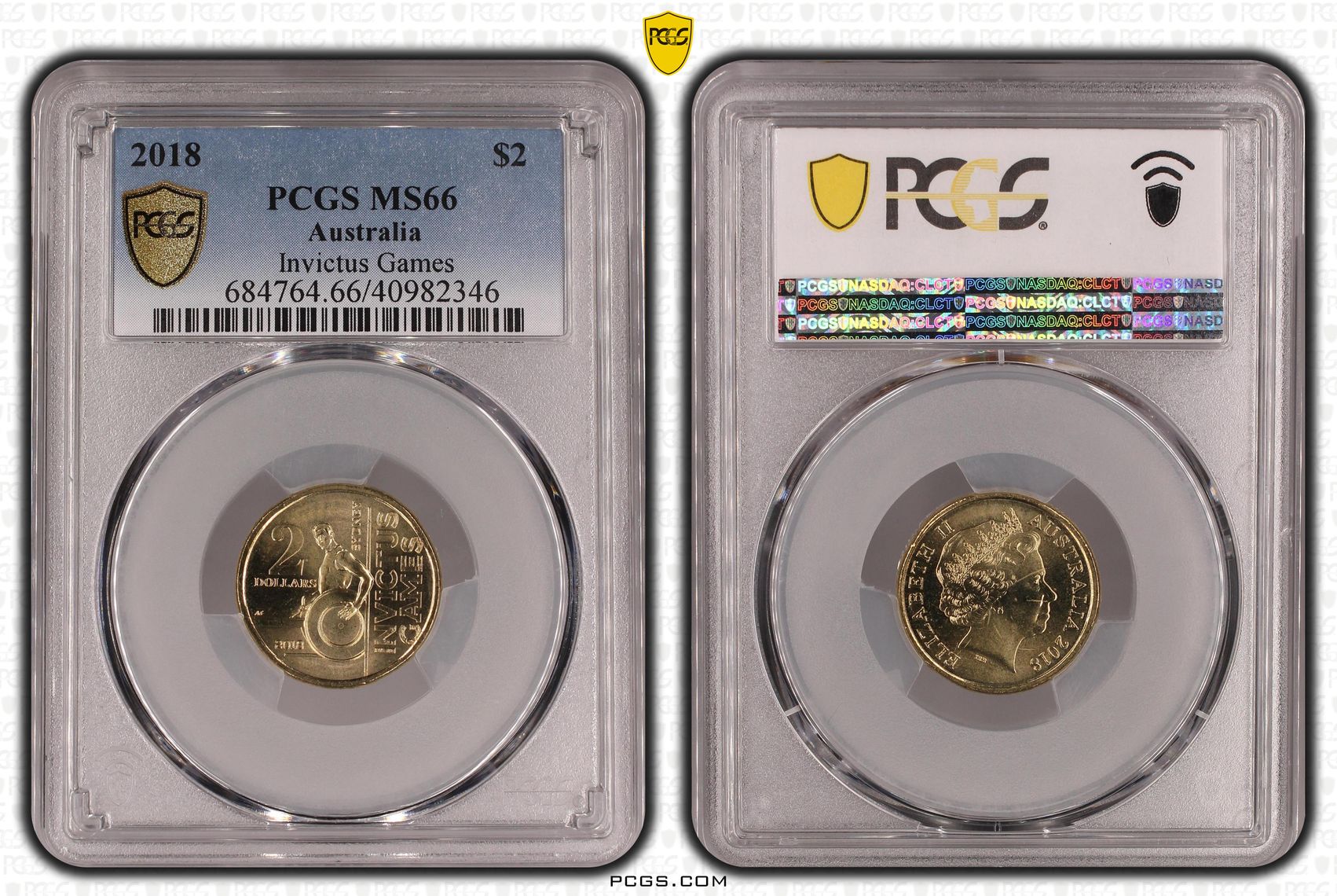 Elizabeth II, Invictus Games, Two Dollar, 2018, PCGS MS66