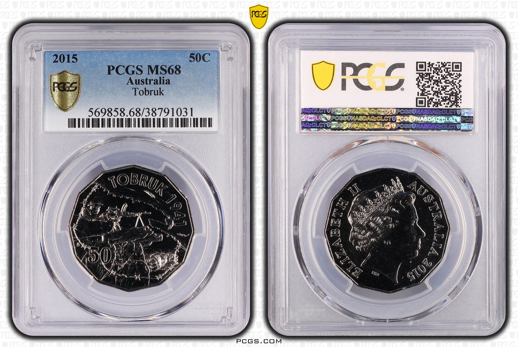 2015 Australia Fifty Cent, 50c Tobruk PCGS - MS68 -031