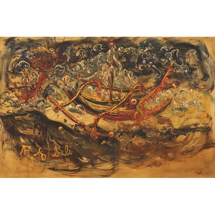 Kusama Affandi ''Kusamba Boat'' 1978 Large Oil