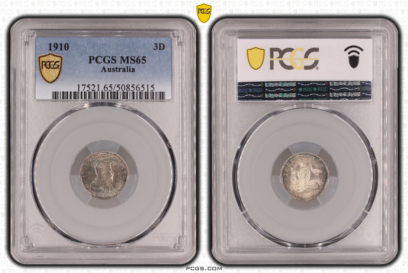 Threepence, 1910, PCGS MS65