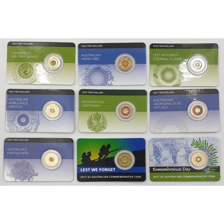 Unc. Carded Coins (x9)