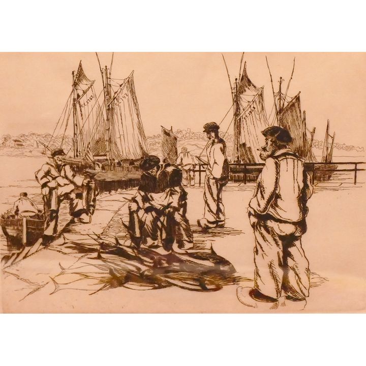 John McGrath 'Tunny Fish' S/N Etching Framed- 14x15''
