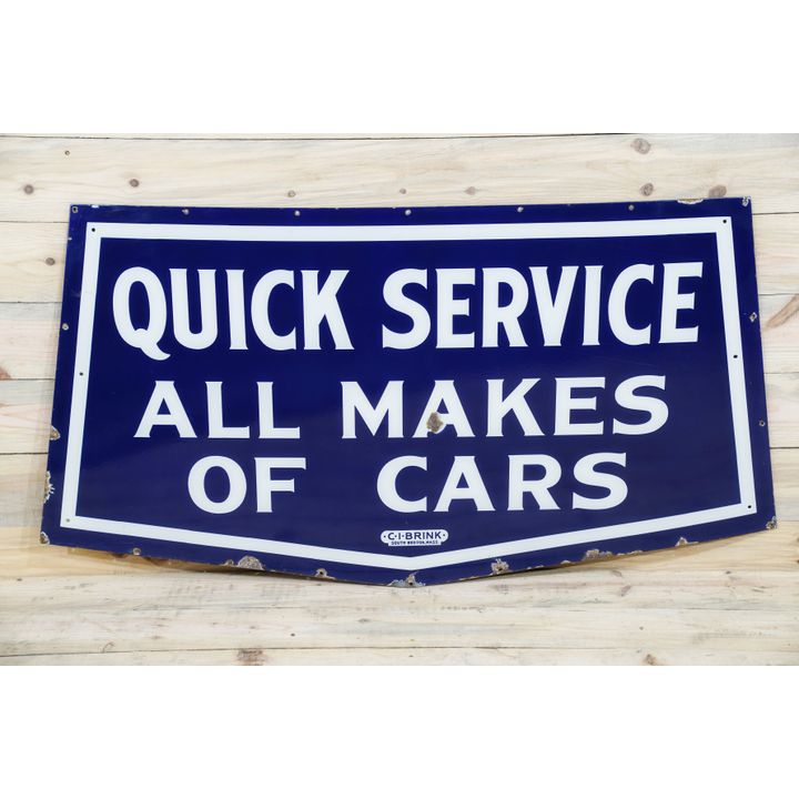 Ford Quick Service All Makes of Cars Single Sided Porcelain Diecut Sign TAC 8.75