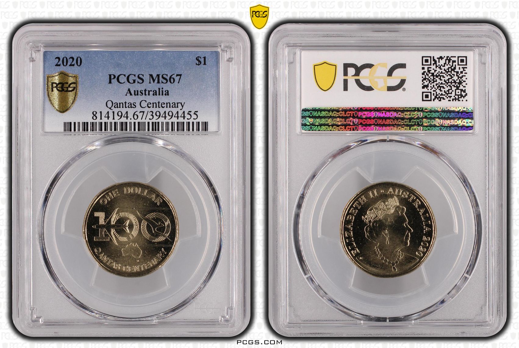 429 · Qantas Centenary, One Dollar, 2020, PCGS MS67