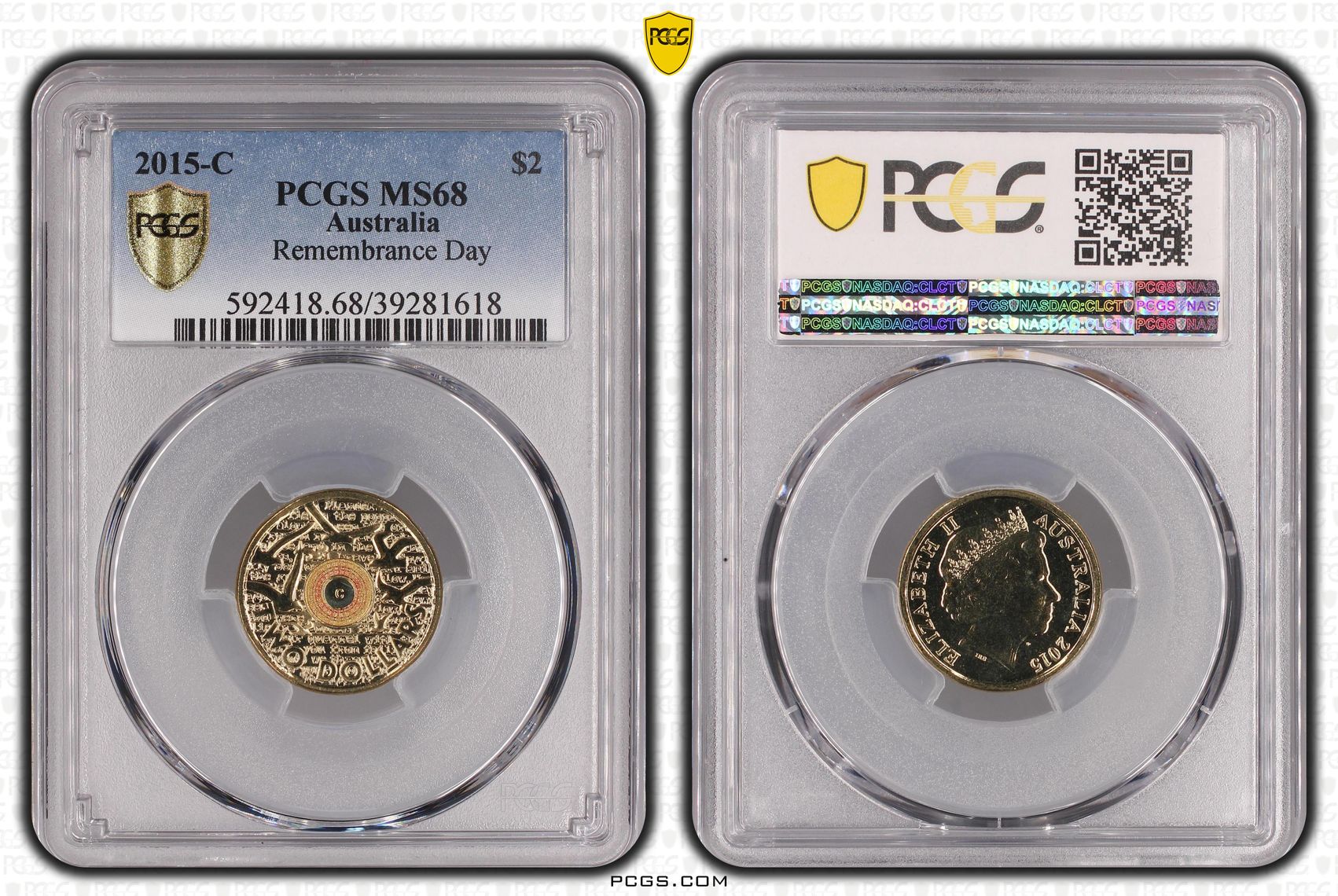 Remembrance Day-In Flanders Fields Colorized , Two Dollar, 2015-C, PCGS MS68