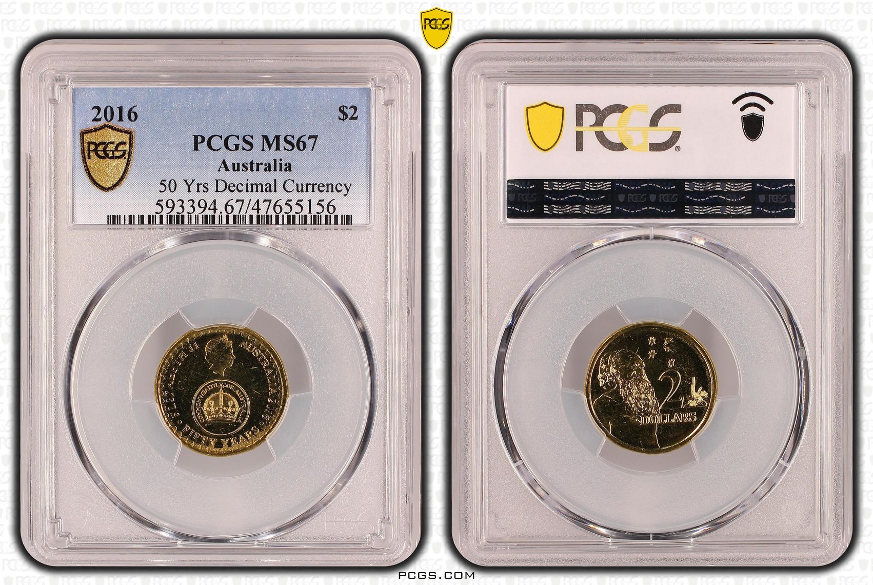 Elizabeth II, 50 Yrs Decimal Currency, Two Dollar, 2016, PCGS MS67