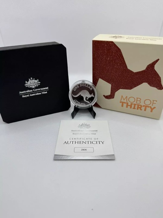 2023 RAM 1oz Silver 'C' M Mark Mob of Thirty Proof Kangaroo Coin
