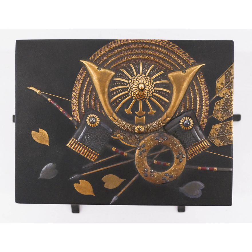 Japanese Meiji Samurai Lacquered Footed Box