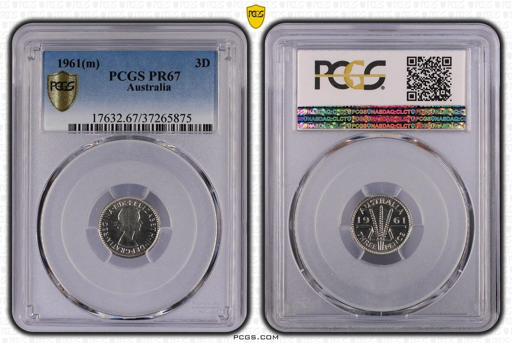 1961(m) Australia Threepence PCGS - PR67 -875