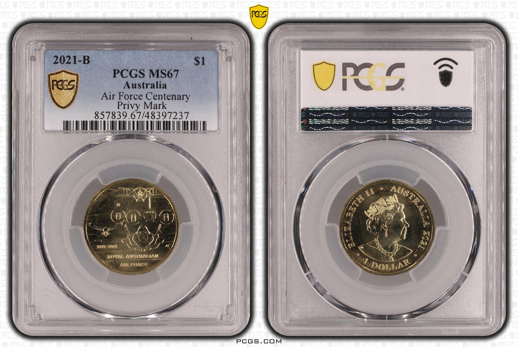 Elizabeth II, Air Force Centenary, One Dollar, 2021-B, PCGS MS67