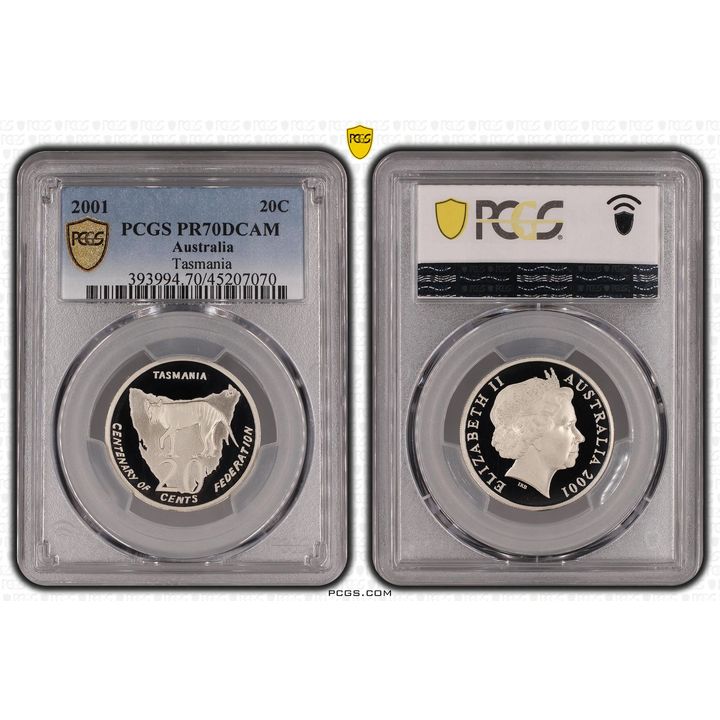 Elizabeth II, Tasmania, Twenty Cent, 2001, PCGS PR 70DCAM