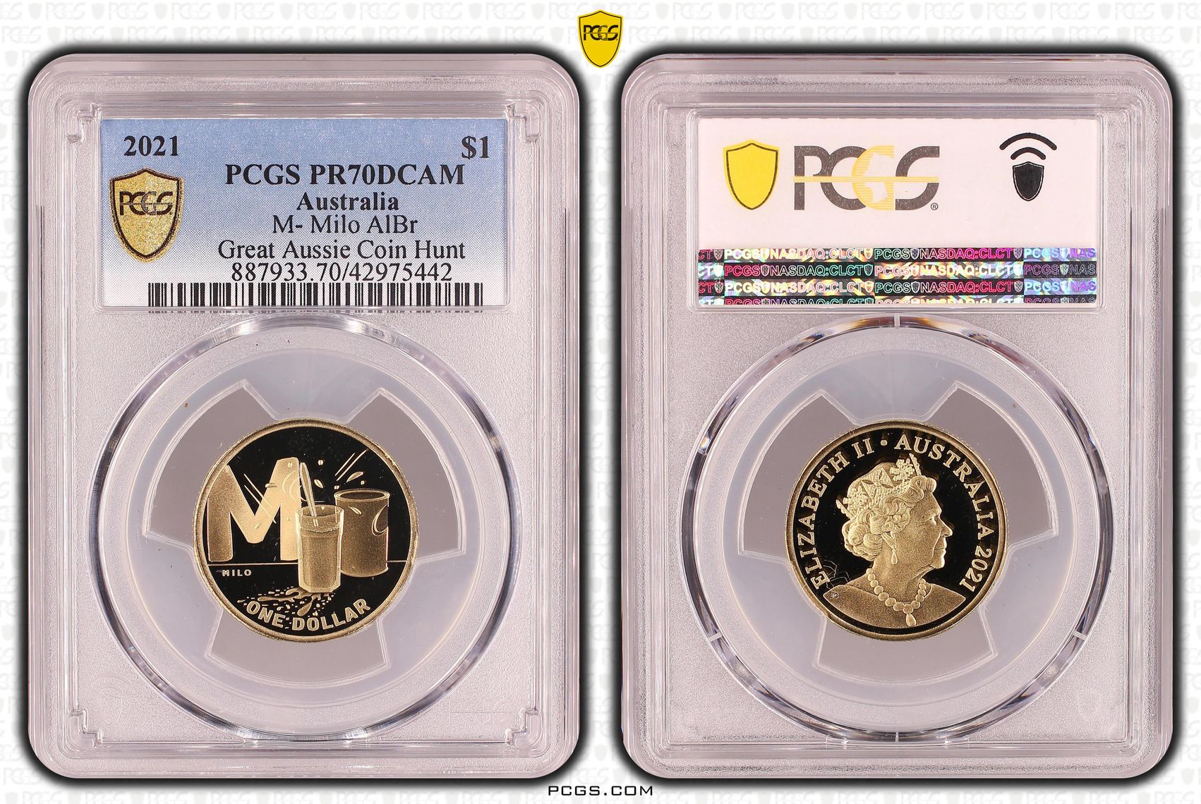 Elizabeth II, M- Milo, Great Aussie Coin Hunt, One Dollar, PR70DCAM , 2021 PCGS POP - 2/0