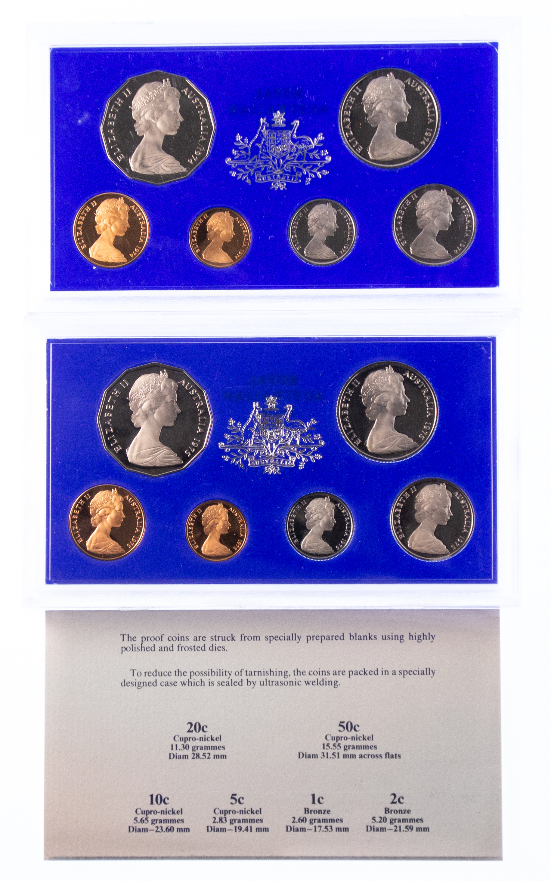 Sets, Elizabeth II, Proof Set, 1974 & 1975, FDC