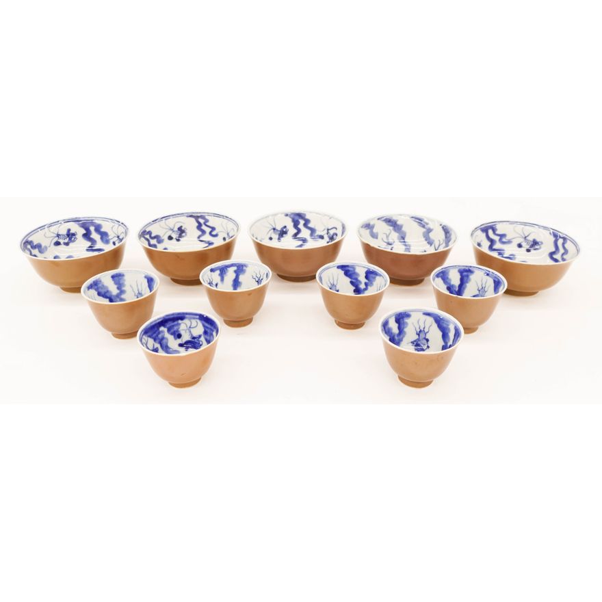 11pc Chinese Qing Export Batavia Ware Porcelain