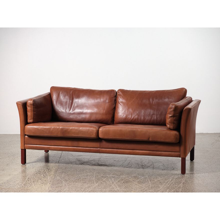 Scandinavian leather two-seater sofa