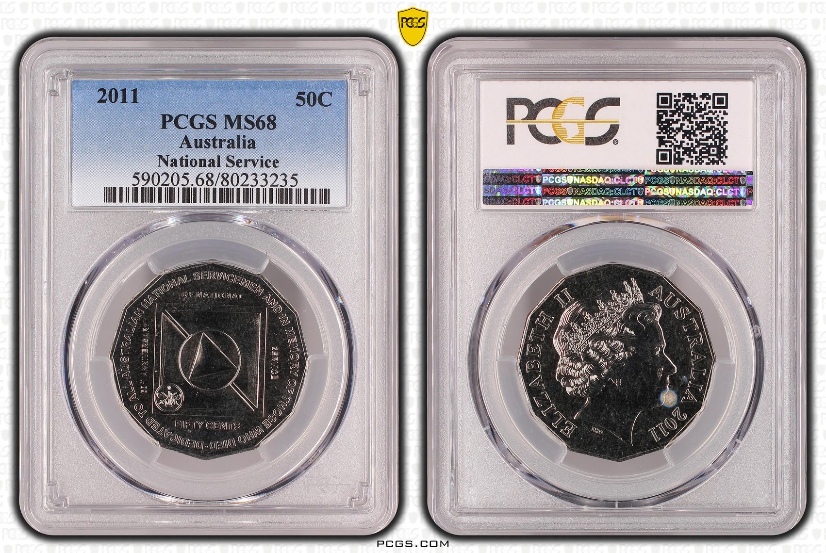 98 · 2011 Australia Fifty Cent, 50c National Service PCGS - MS68 -235