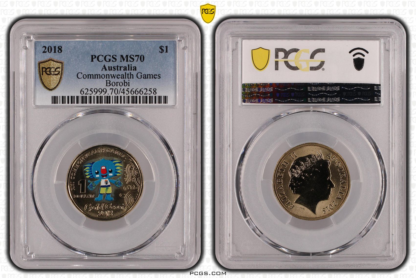 2018 Australia One Dollar, $1 Commonwealth Games - Borobi PCGS - MS70 POP 1/0 -258