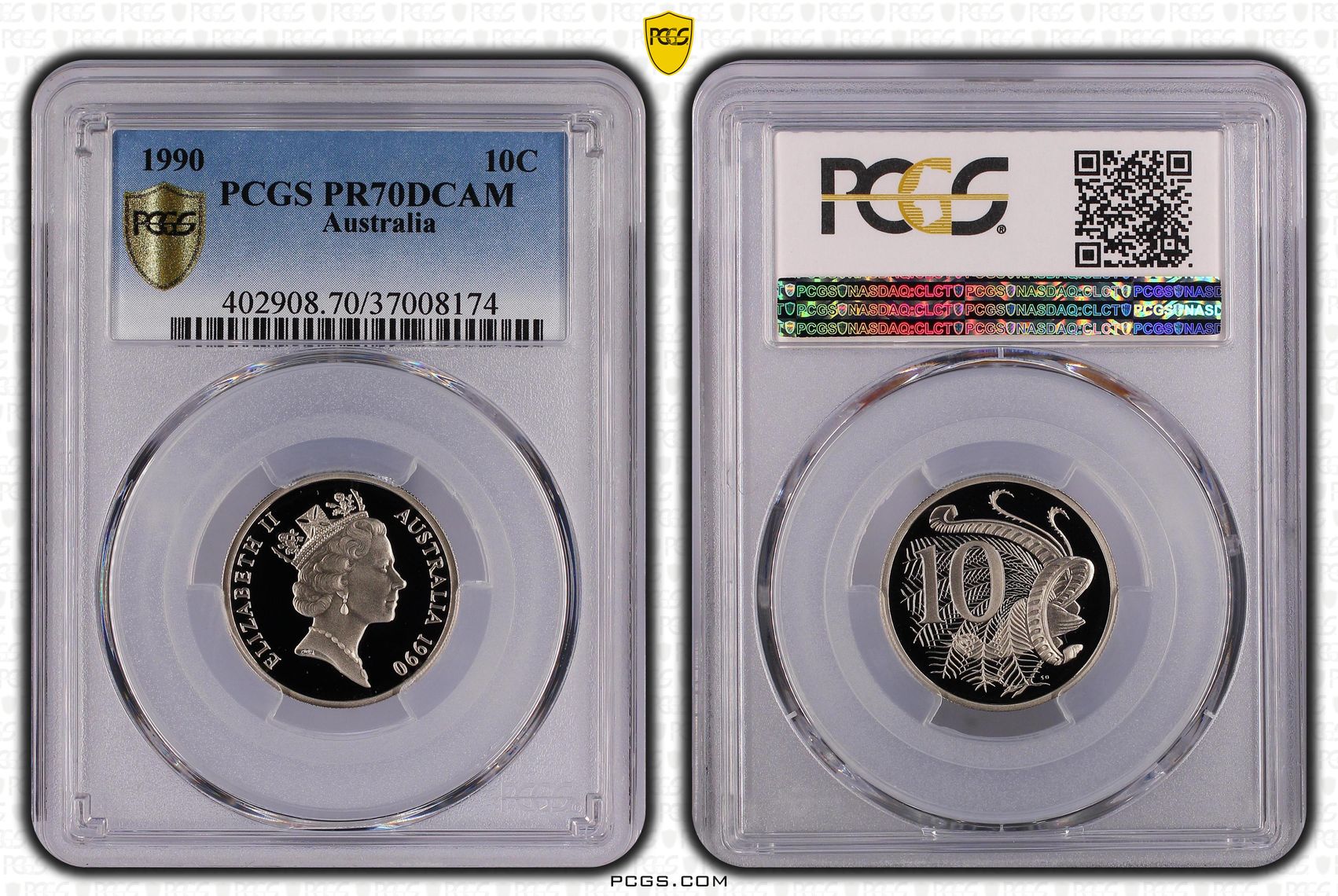 Elizabeth II, Ten Cent, 1990, PCGS PR70DCAM