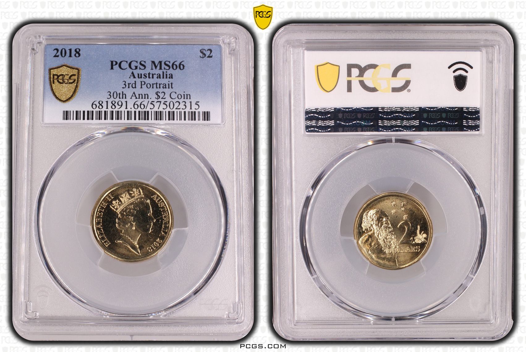 471 · 3rd Portrait 30th Ann. $2 Coin, Two Dollar, 2018, PCGS MS66