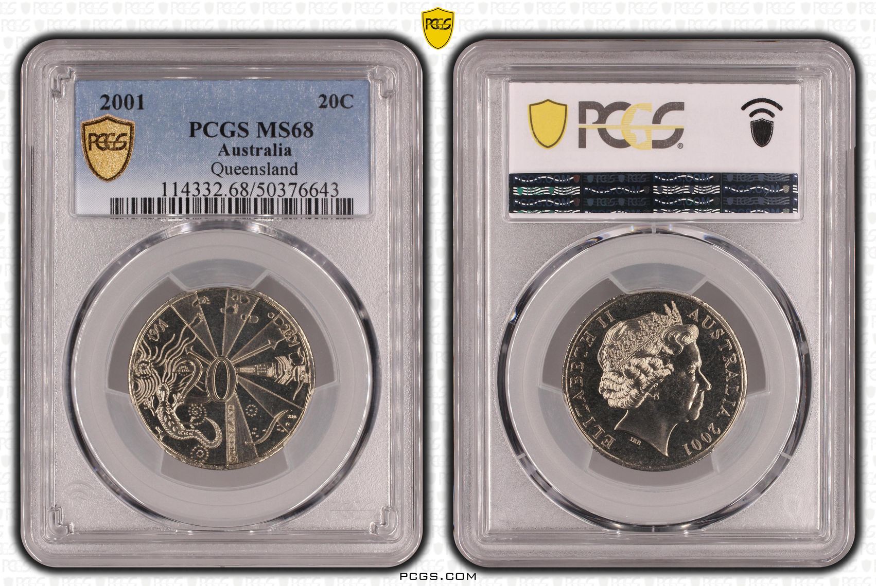 Queensland , Twenty Cent, 2001, PCGS MS68