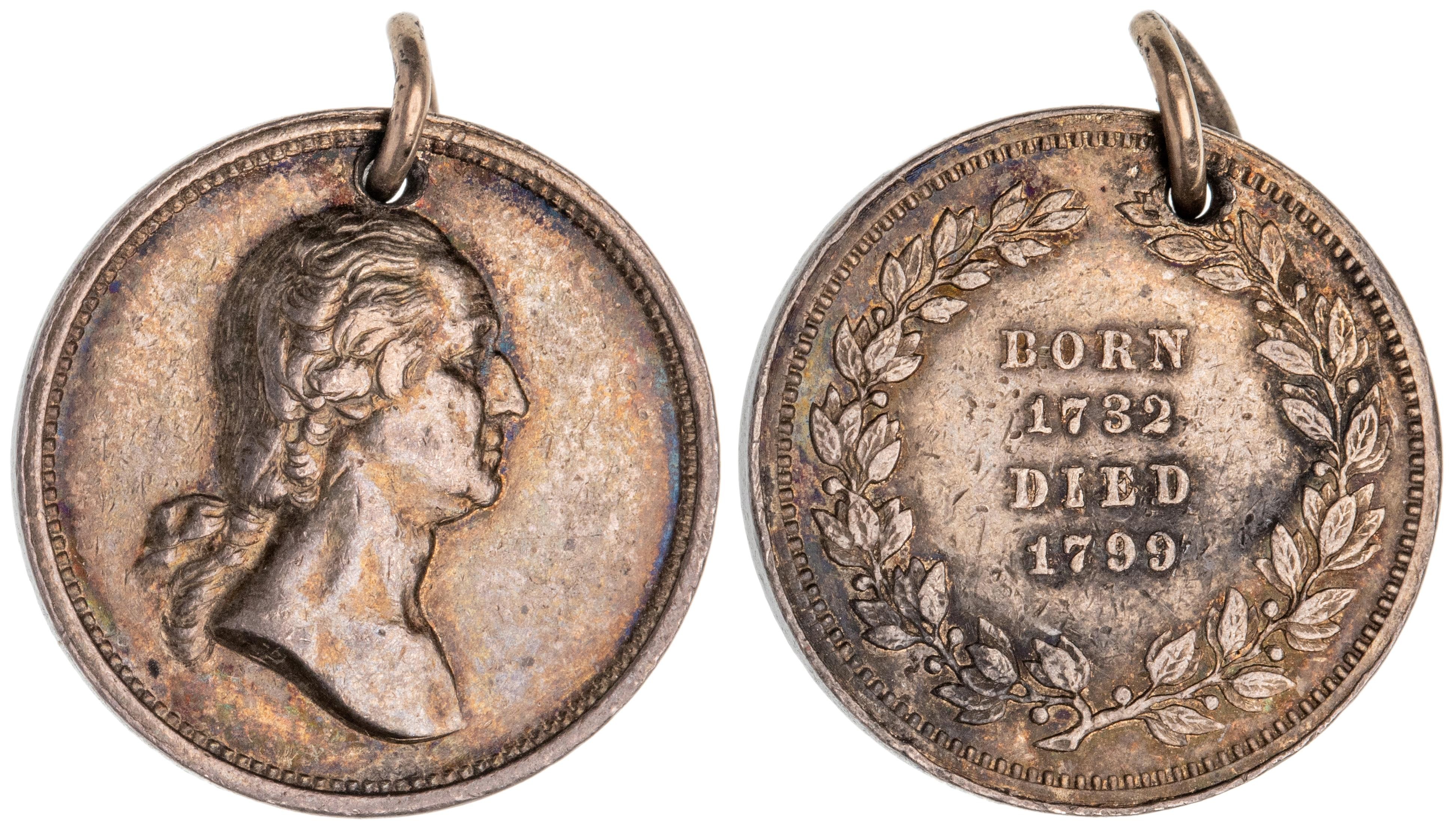 United States, George Washington, Birth/Death Silver Medal, 1860, aUNC