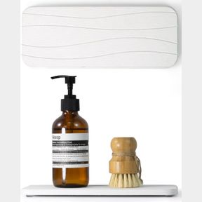 PLENTIO FAST DRYING DIATOMITE BATHROOM TRAY, SOAP DISH & TOOTHBRUSH HOLDERS, WATER ABSORBING STONE SINK ORGANIZER, WHITE