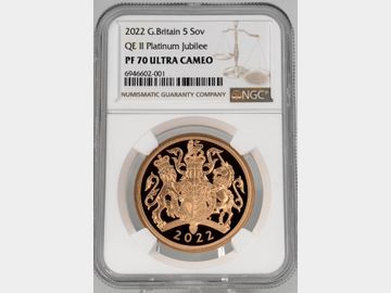2022 PLATINUM JUBILEE PROOF GOLD 5 POUND PF70 UCAM TOP POP!