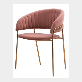 IRON ART SMALL ROUND TABLE VELVET SOFA CHAIR B-01 - PINK -