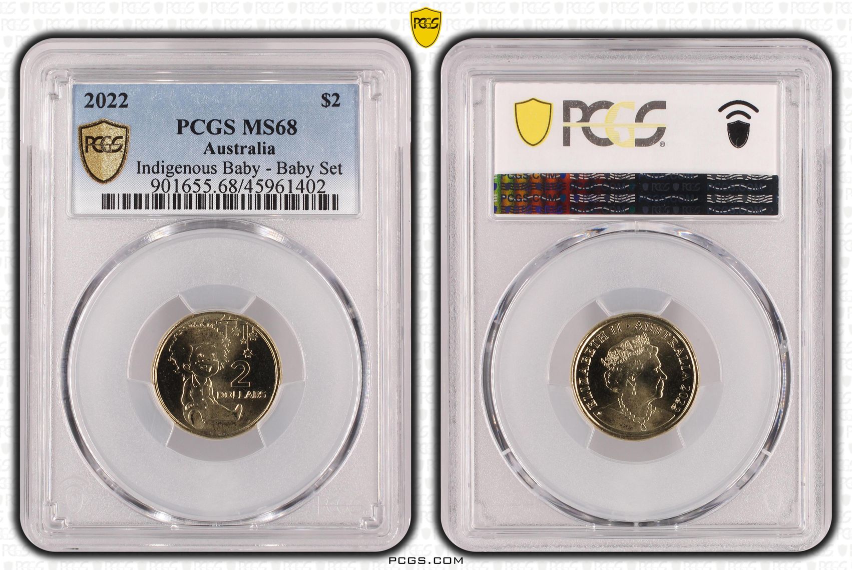 Indigenous Baby - Baby Set, Two Dollar, 2022, PCGS MS68