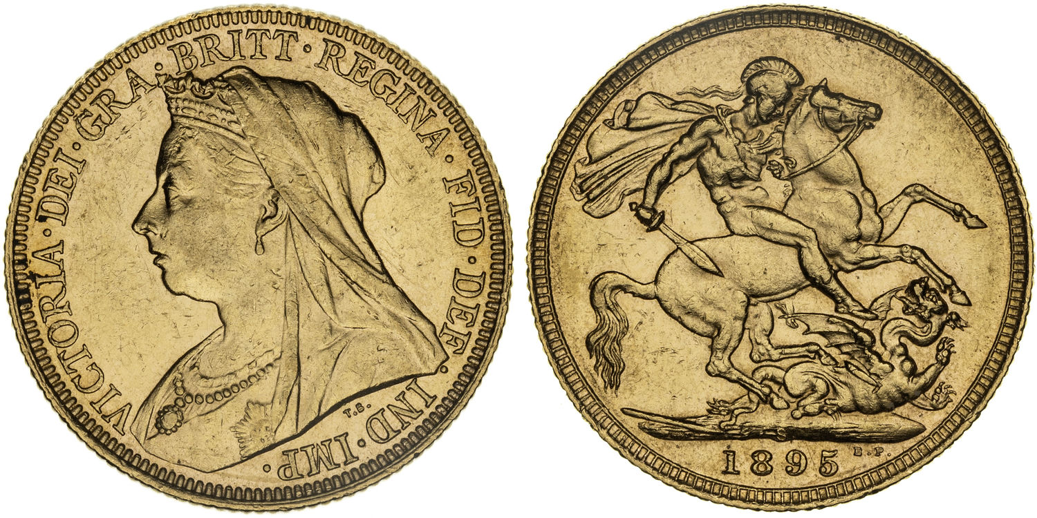 Victoria, St George Reverse, Sovereign, 1895-S, aUNC
