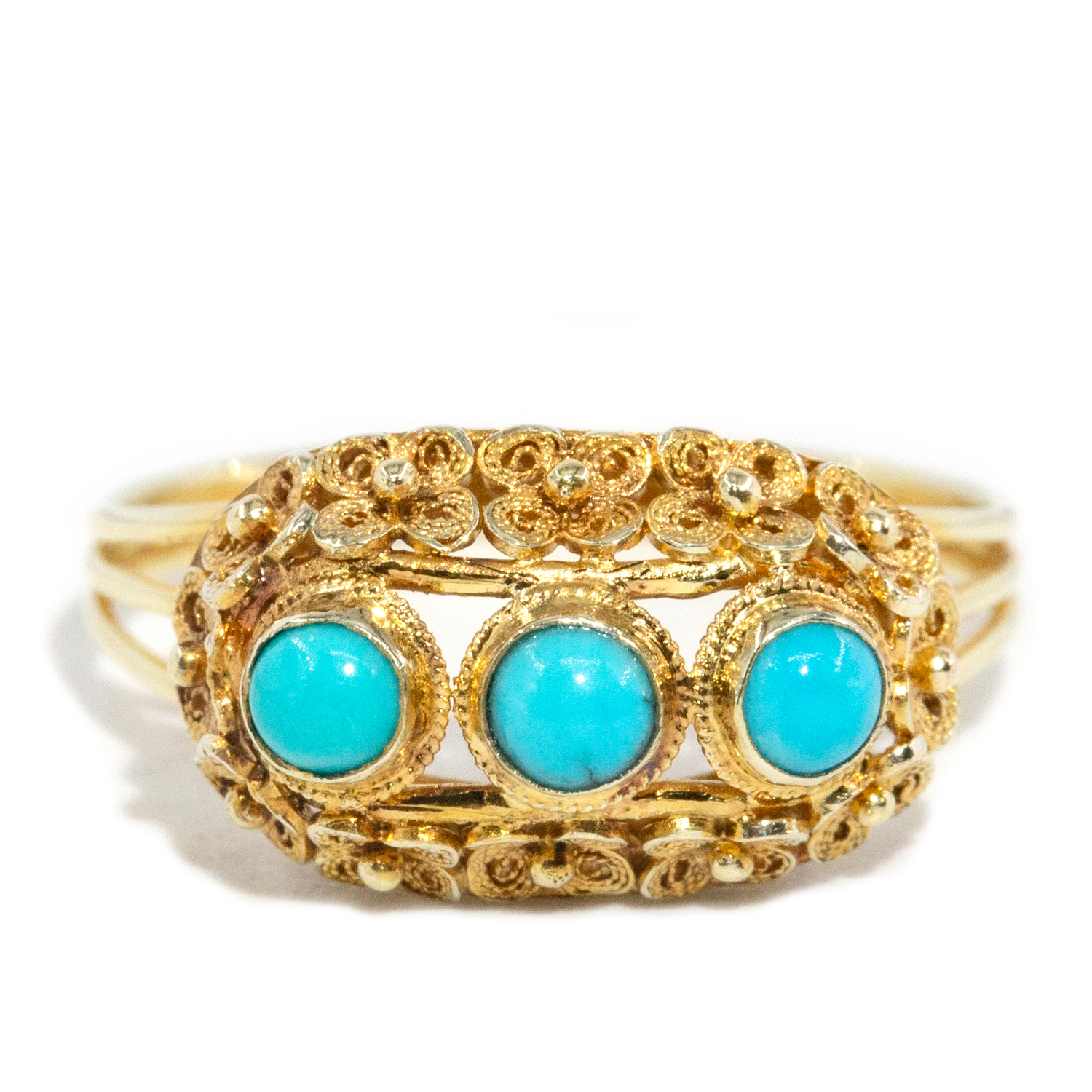 14ct Yellow Gold Vintage-Style Filigree Ring