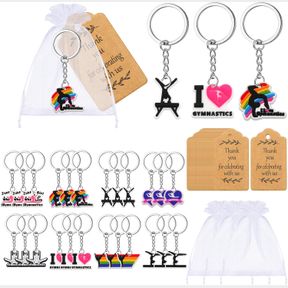 QUELAY 24 PCS GYMNASTICS PARTY FAVORS GYMNASTICS KEYCHAINS GYMNASTICS PARTY GIFTS GYMNASTICS THEME BIRTHDAY PARTY SUPPLIES WITH OR