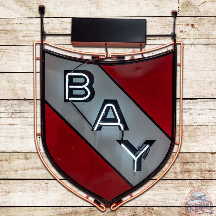 Scarce Bay Gasoline 48" DS Porcelain Neon Sign w/ Ring "Minor"