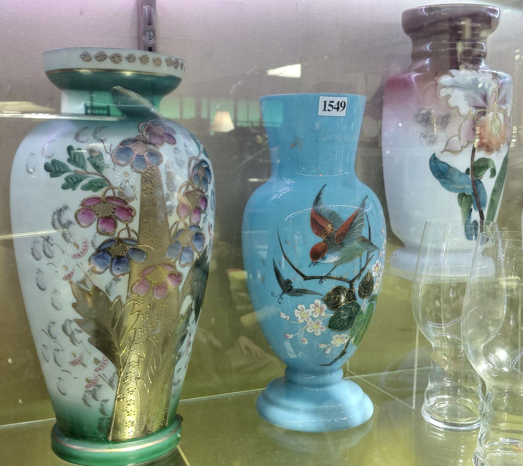 19th Century Milk And Vaseline Glass Vases