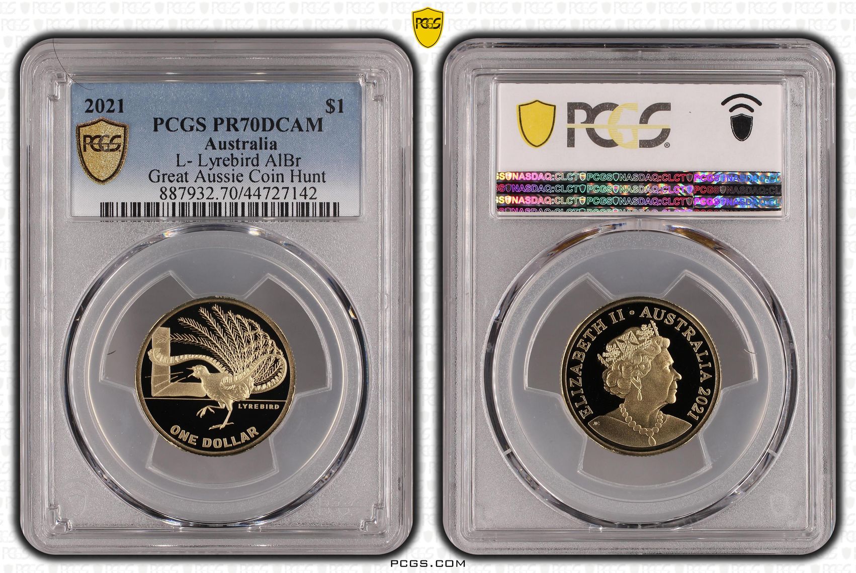 2021 Australia One Dollar, $1 L- Lyrebird AlBr PCGS - PR70DCAM POP 9/0 -142