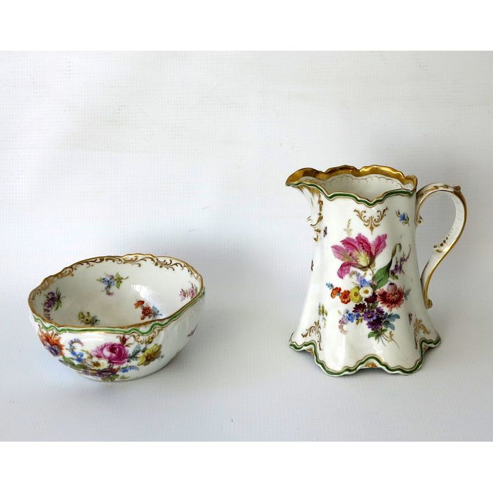 DRESDEN PORCELAIN MILK JUG AND SUGAR BOWL