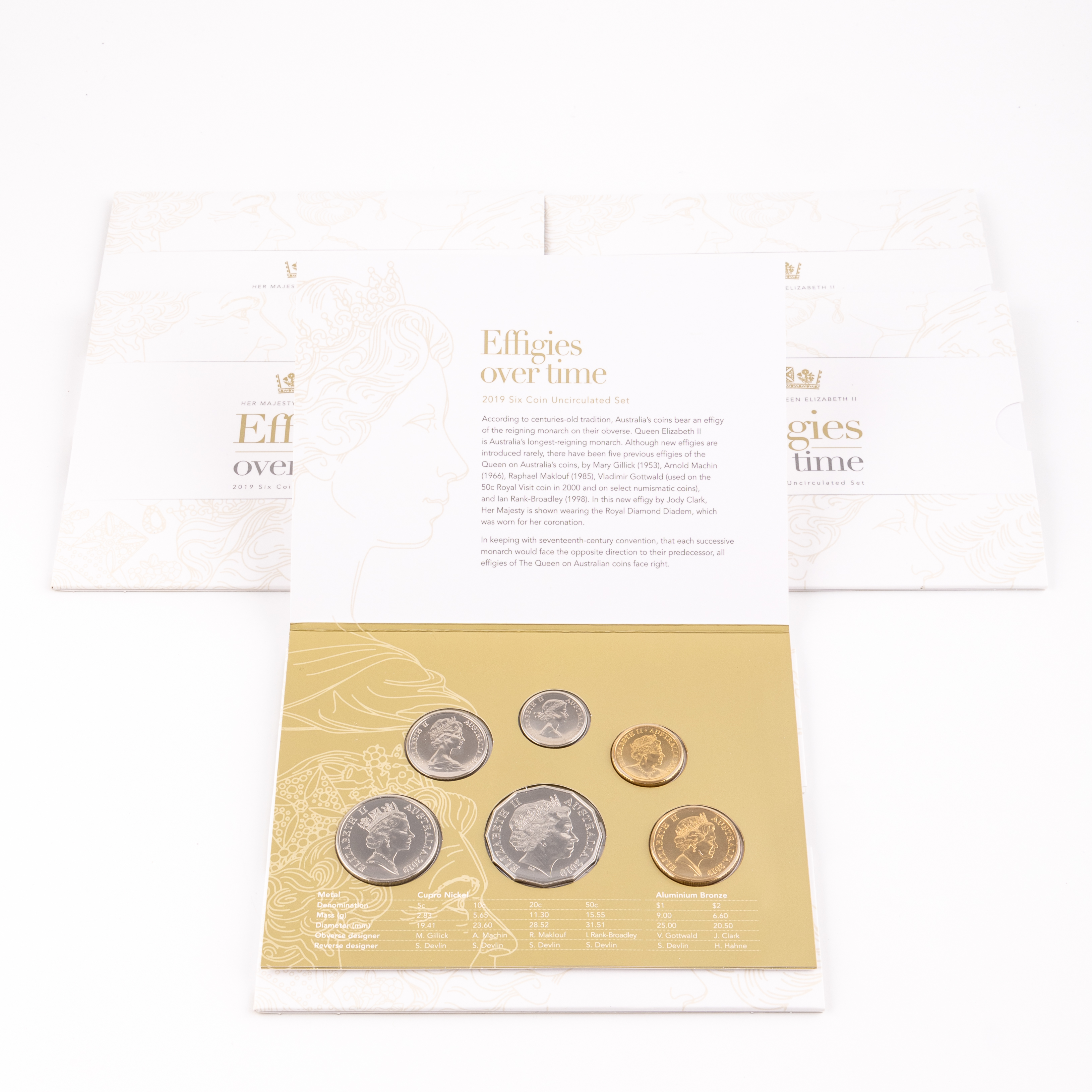 Elizabeth II, Effigies over time, Five Cents - Two Dollars, 2019, UNC