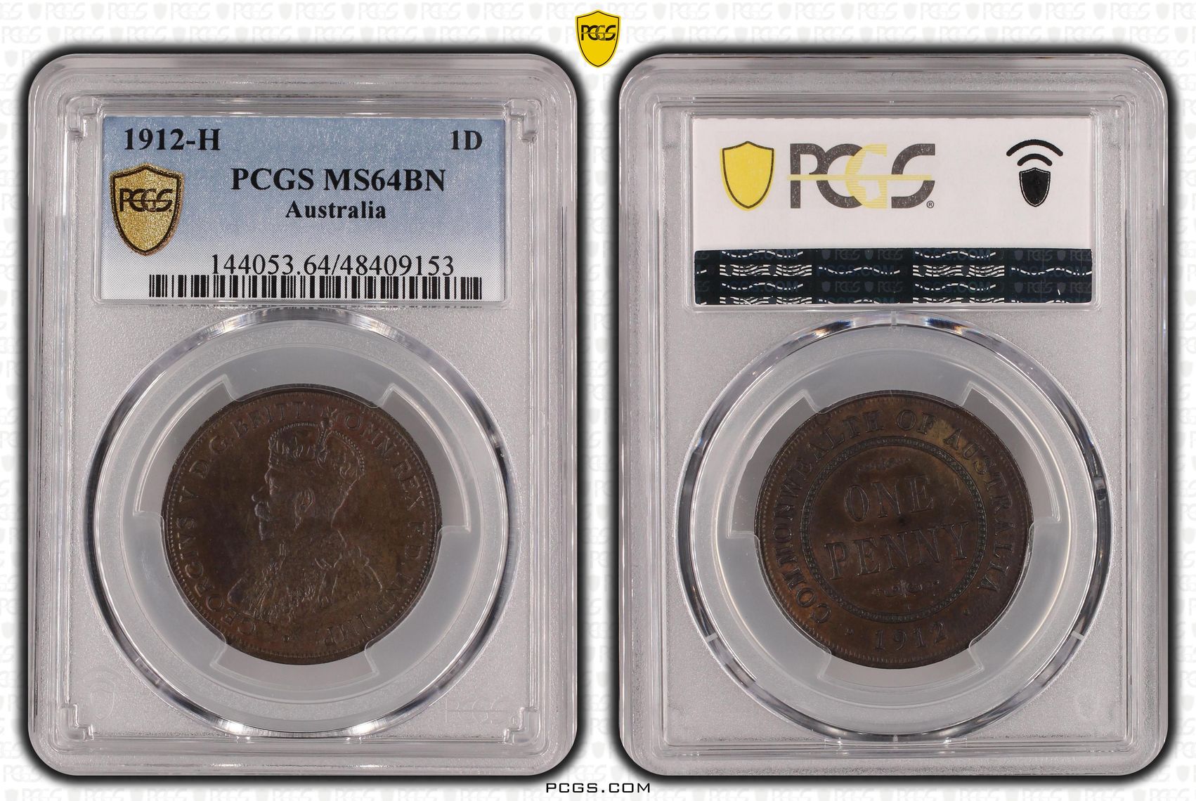 George V, Penny, 1912-H, PCGS MS64BN