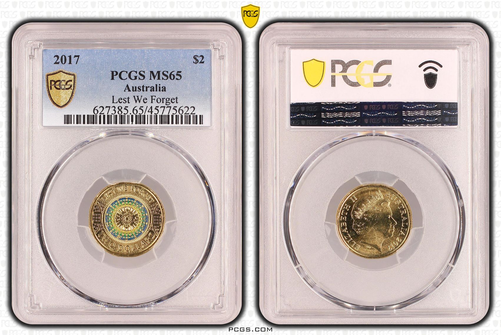 Elizabeth II, Lest We Forget, Two Dollar, 2017, PCGS MS65