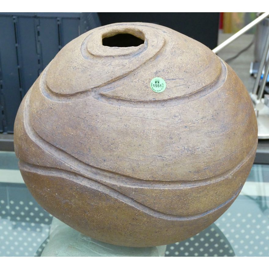 Mid Century Stoneware Sculptural Vessel 11''