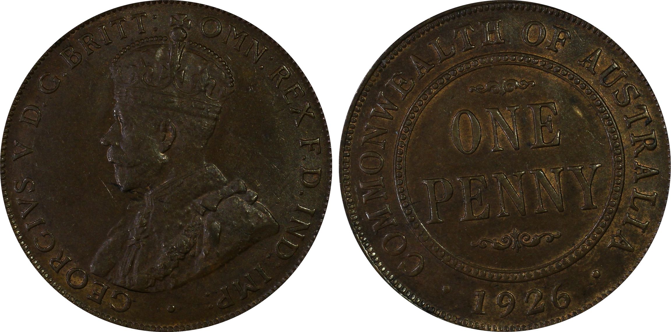 George V, One Penny, 1926, PCGS MS63BN