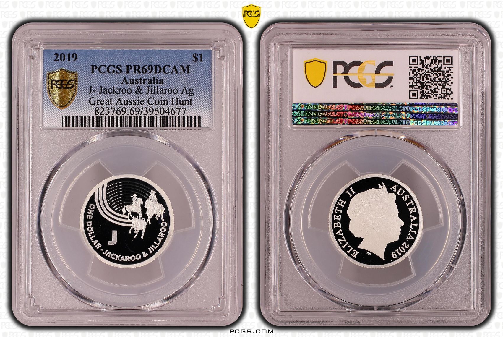 J - Jackaroo & Jillaroo Ag Great Aussie Coin Hunt, POP 3/0, One Dollar, 2019, PCGS PR69DCAM