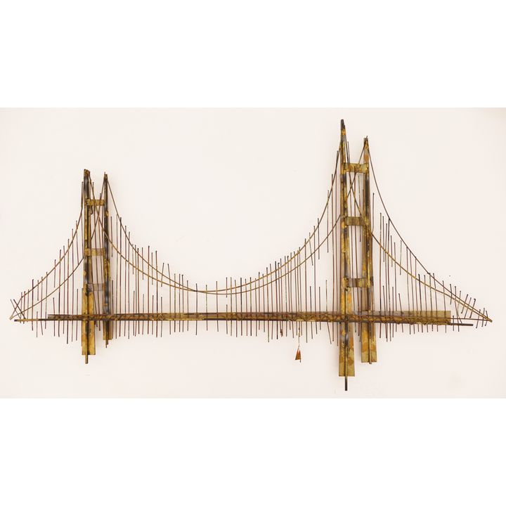 Curtis Jere Golden Gate Bridge Metal Wall Sculpture- As Is- 32x57''