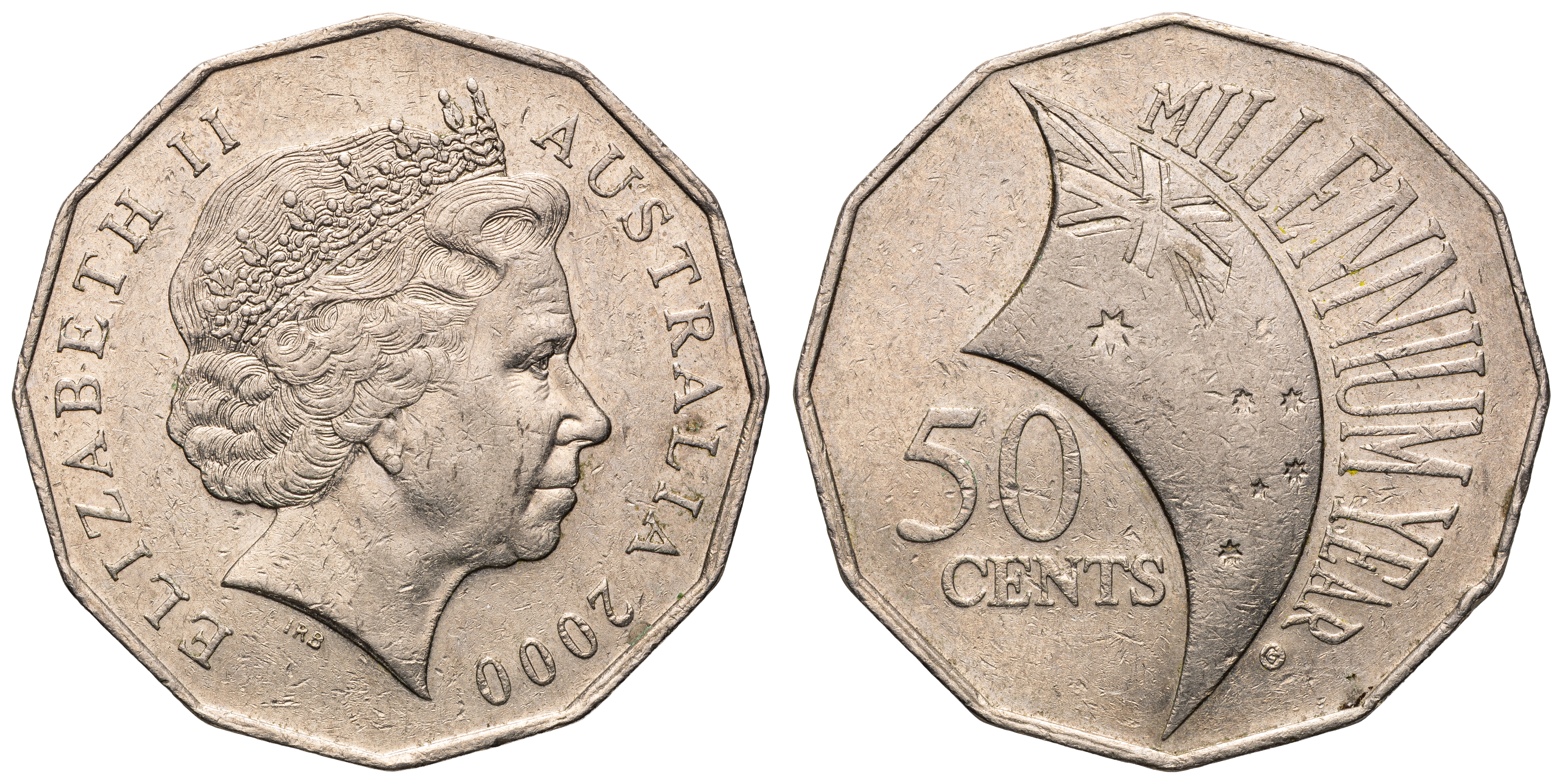 Elizabeth II, Millennium Year, Fifty Cents, 2000, gVF