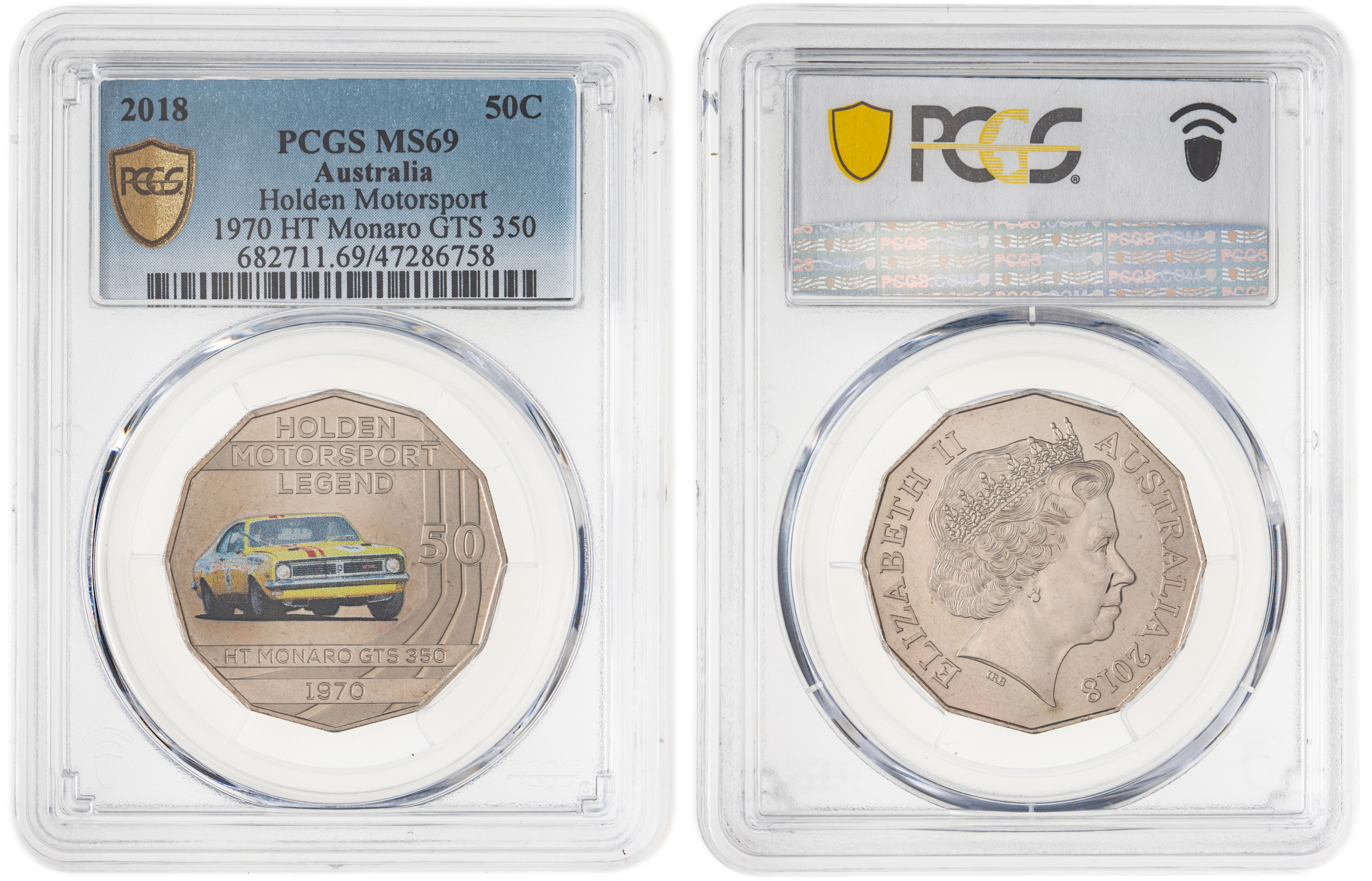 Elizabeth II, Holden Motorsport - 1970 HT Monaro GTS 350, Fifty Cent, 2018, PCGS MS69