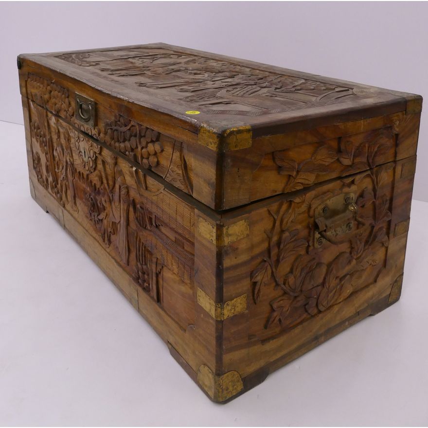 Vintage Asian Chest with Contents- 15x32''