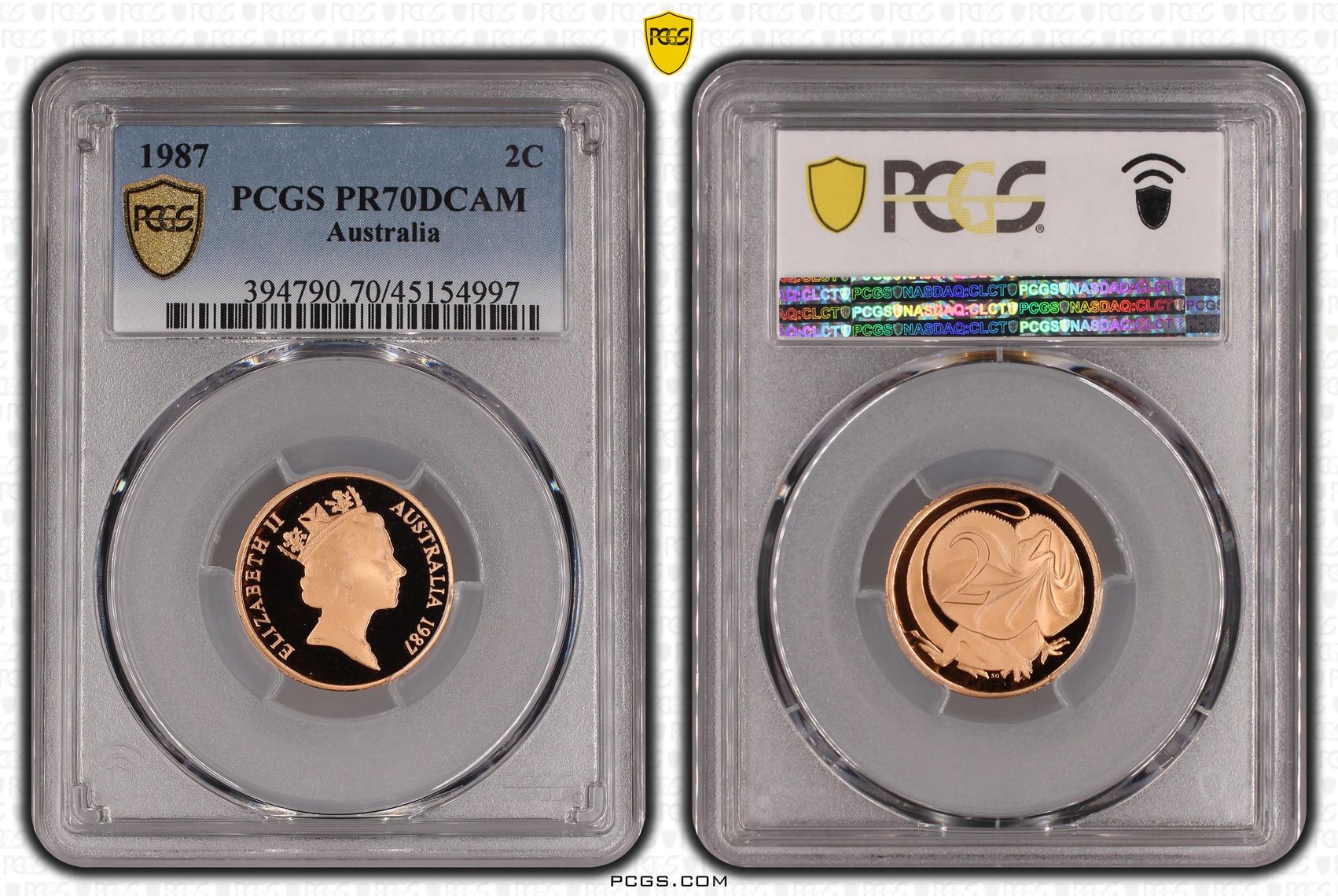 1987 Australia Two Cent, 2c PCGS - PR70DCAM POP 27/0 -997