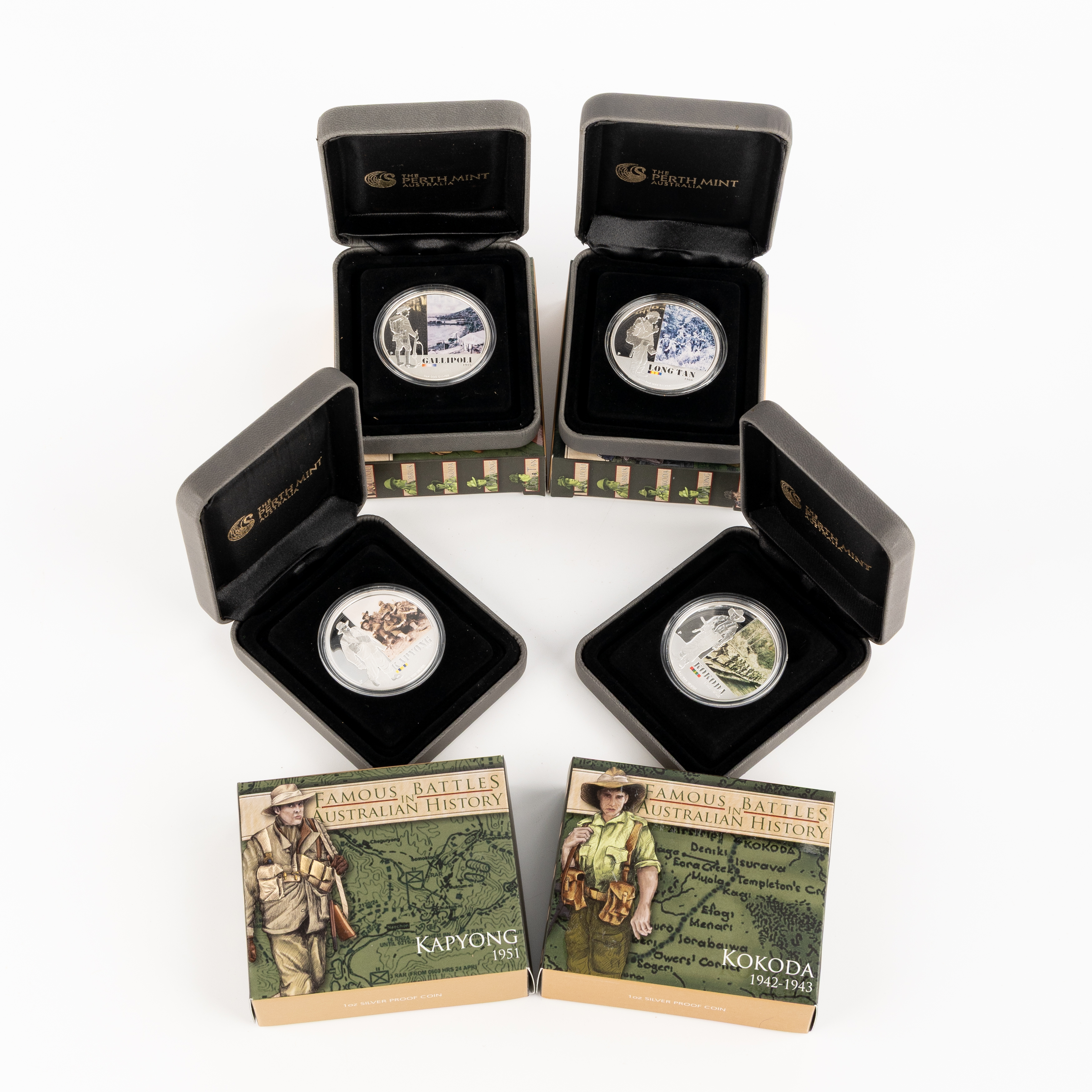Famous Battles in Australian History 1oz Silver Coins, One Dollar, 2011, FDC