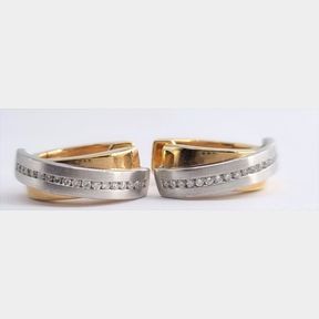 18CT WHITE AND ROSE GOLD EARRINGS WITH 40 DIAMONDS TOTAL CARAT WEIGHT = 0.18CT COLOR H CLARITY SI1 - 51543/75